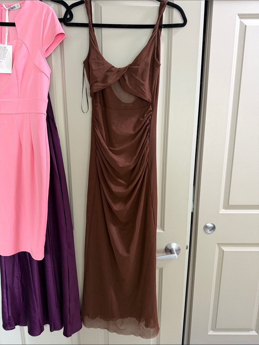 Zara Brown Maxi Drape Slip Dress